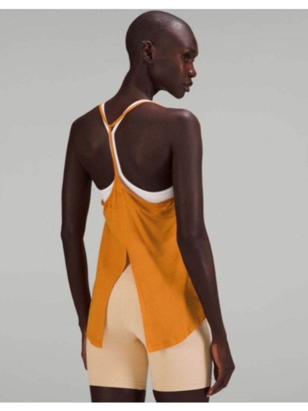 NEW Lululemon Modal-Silk yoga Tank Top Mustard Racerback 4 Athleisure Sporty